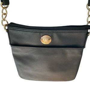 Tommy Hilfiger Black Faux Vegan Leather Adjustable Strap Crossbody Bag